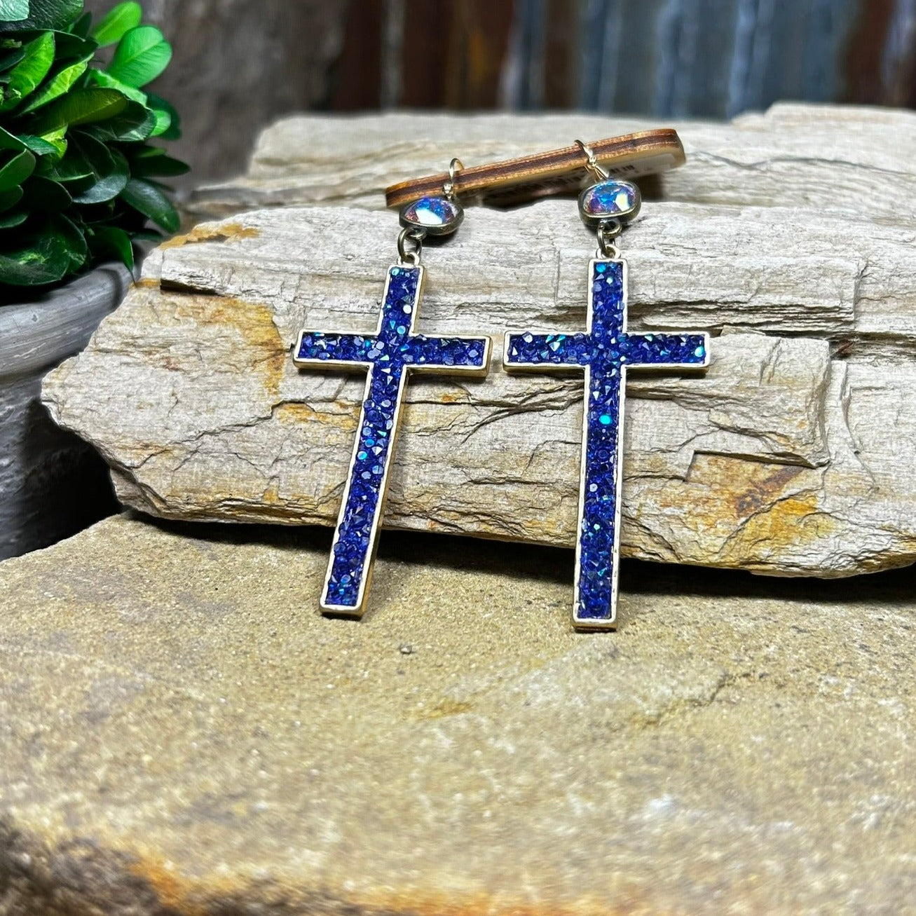 Blue Cross Earrings