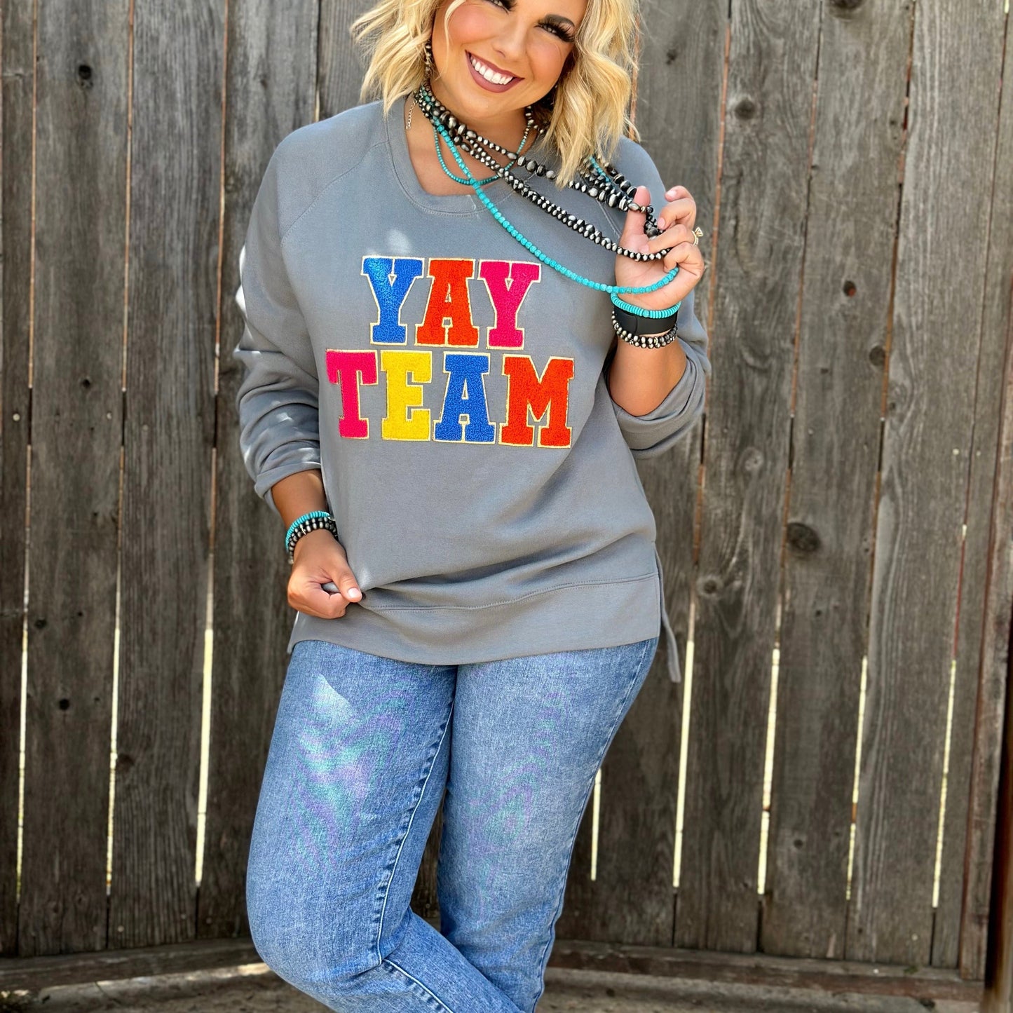 Sync Logic Yay Team Chenille Applique Sweatshirt