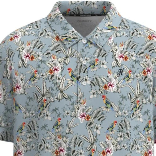 THE WEEKENDER Denim Floral Polo