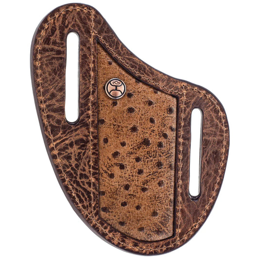 SAWYER BROWN/OSTRICH PRINT Pancake Knife Sheath