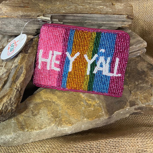 HEY Y'ALL Beaded Coin Purse