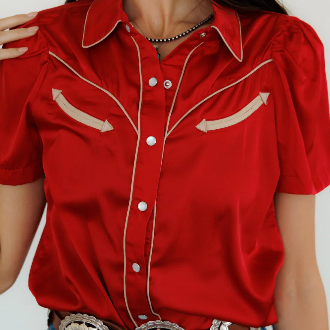 Howdy Hanny Pearl Snap, Crimson