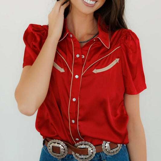 Howdy Hanny Pearl Snap, Crimson