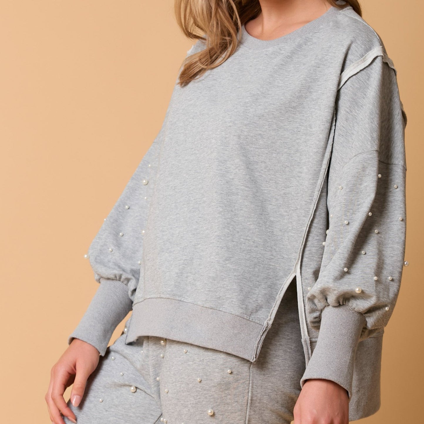 Pearl Adorned Sweatshirt ...Top Only