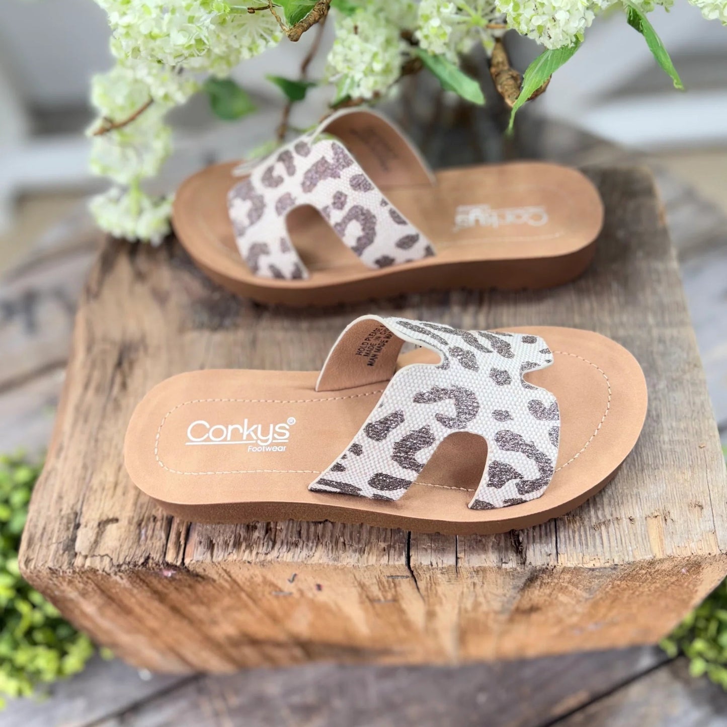 Tan Sparkle Leopard Hold Please Sandal