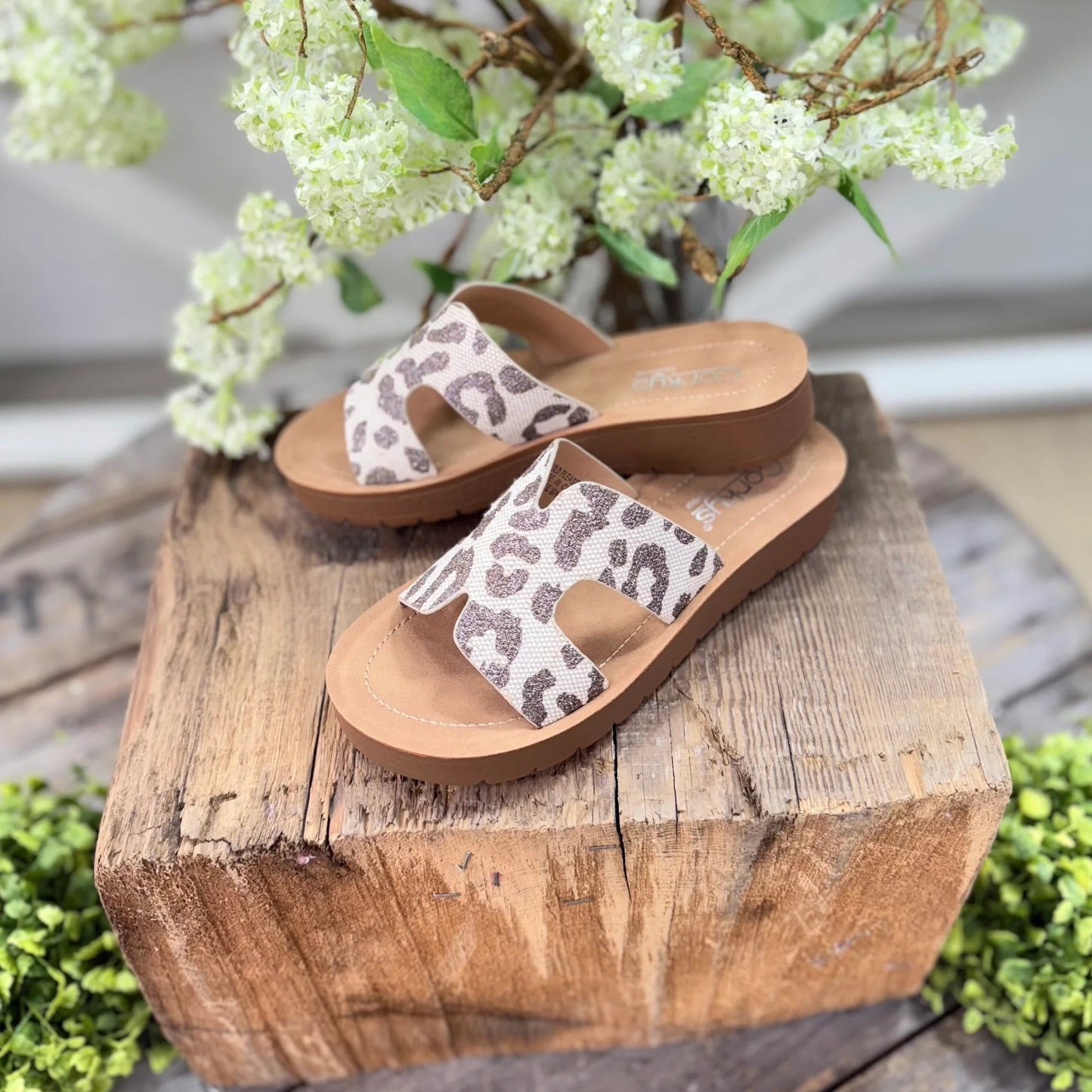 Tan Sparkle Leopard Hold Please Sandal