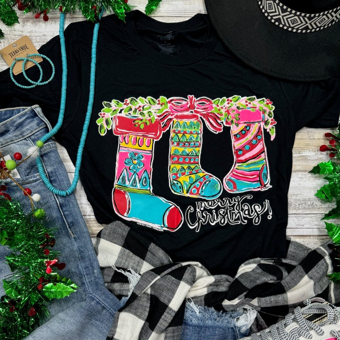 Callie Ann Stelter Christmas Stockings Vneck & Sweatshirt