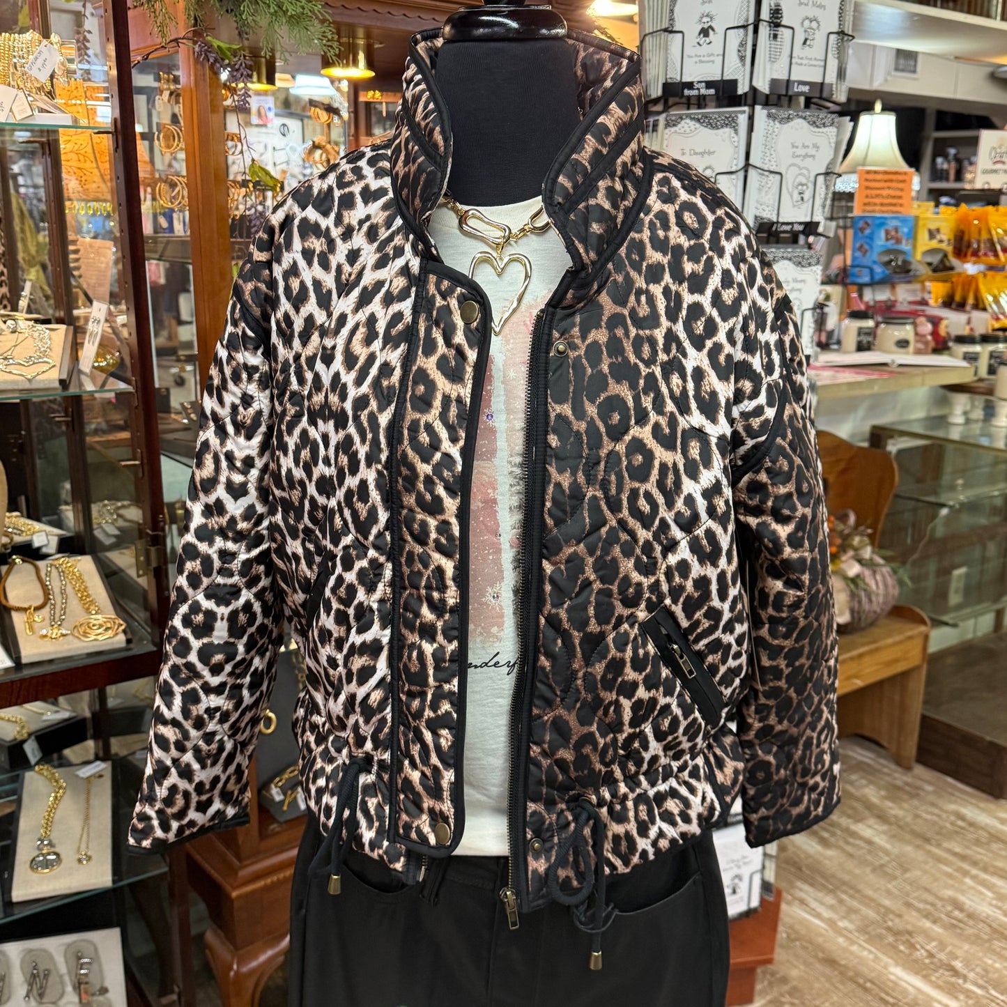 Animal Print Quilted Jacket - Neutral Animal Print