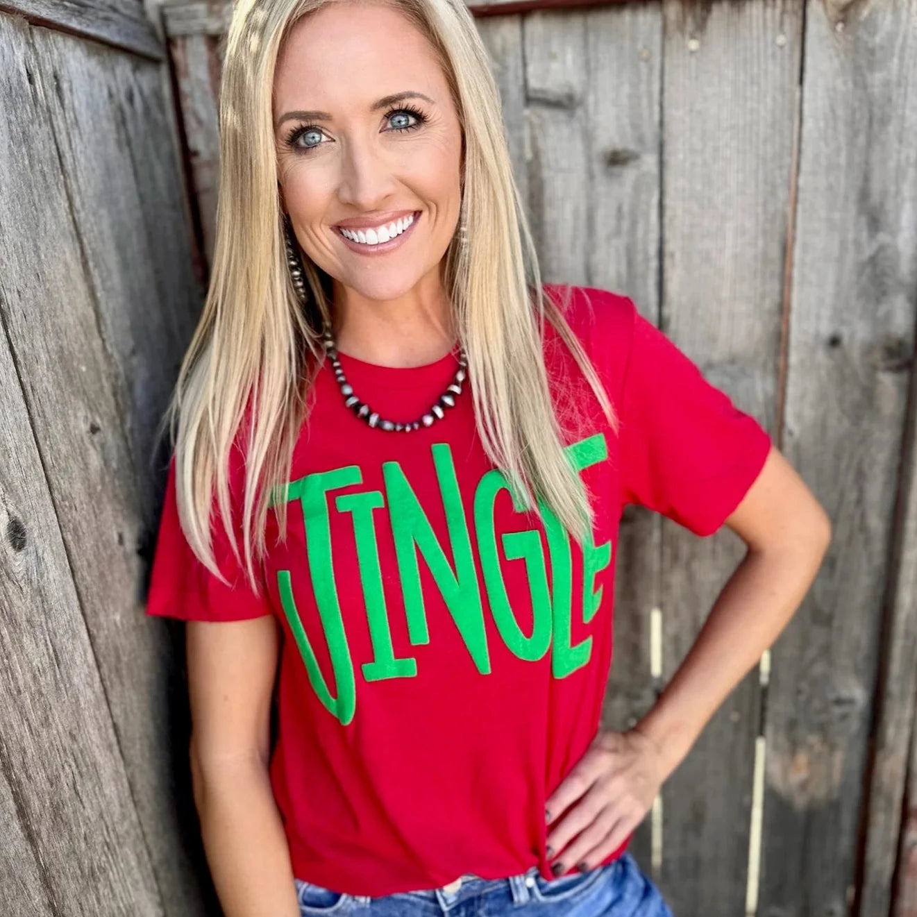 Jingle In Green Puff V- NECK Tee