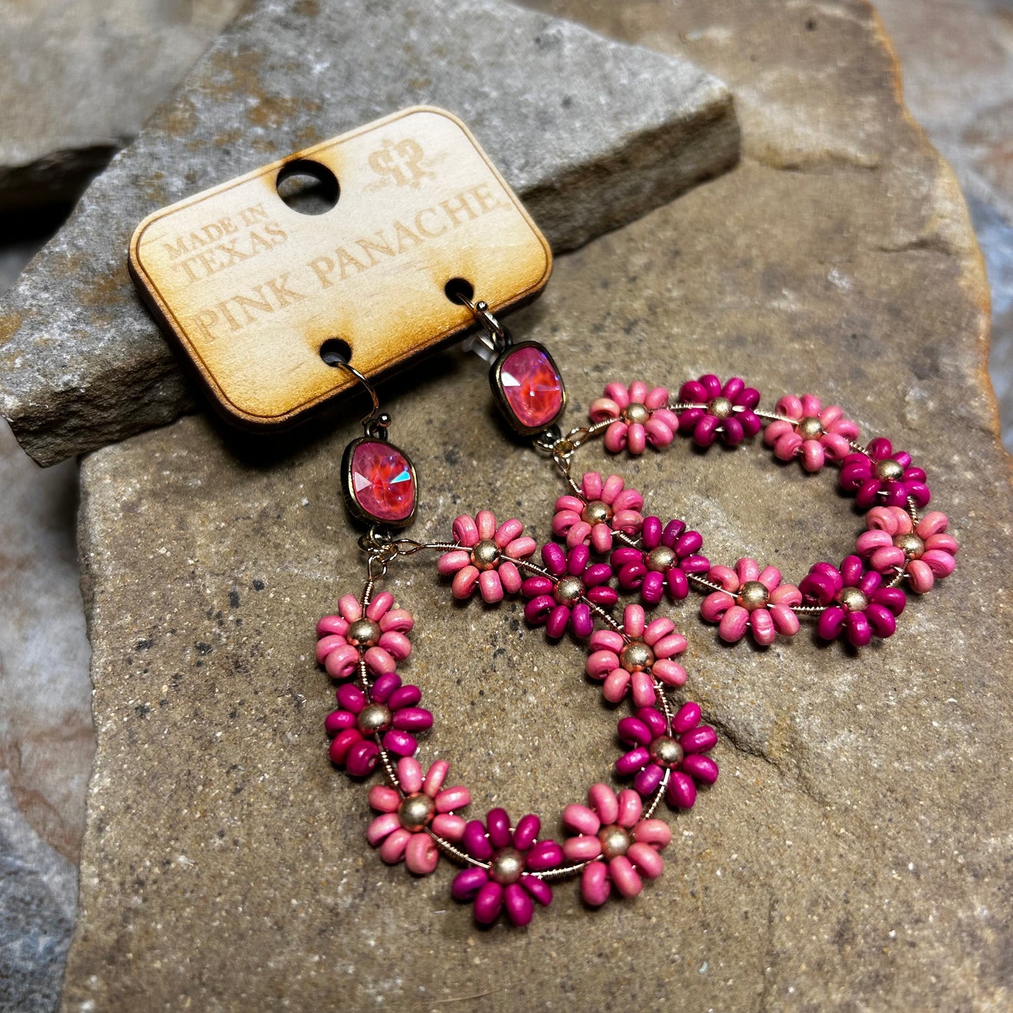 Pink Flower Teardrop Earring