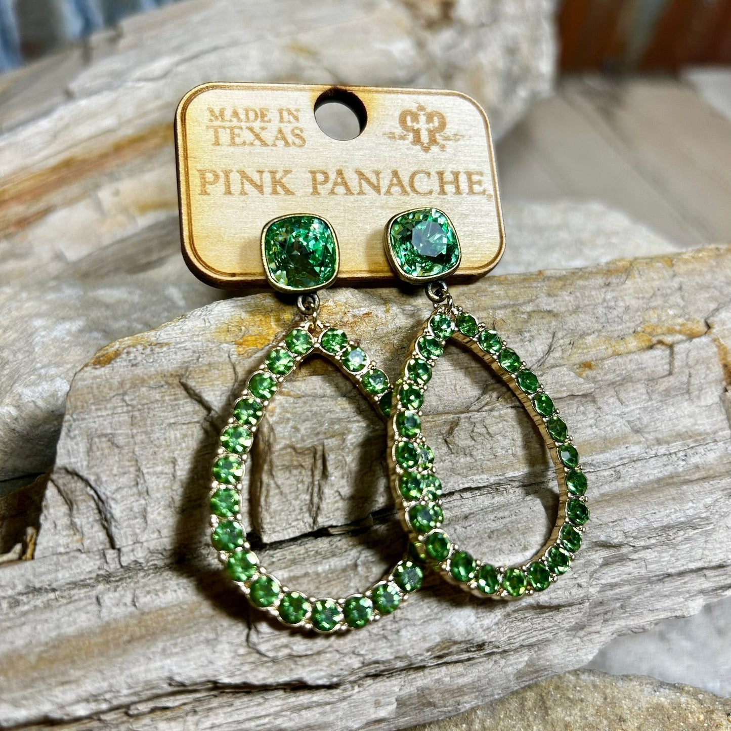 Light Green Crystal Rhinestone Teardrop Earrings