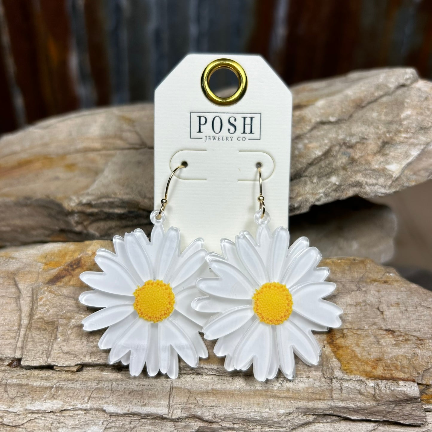 White Daisy Earrings