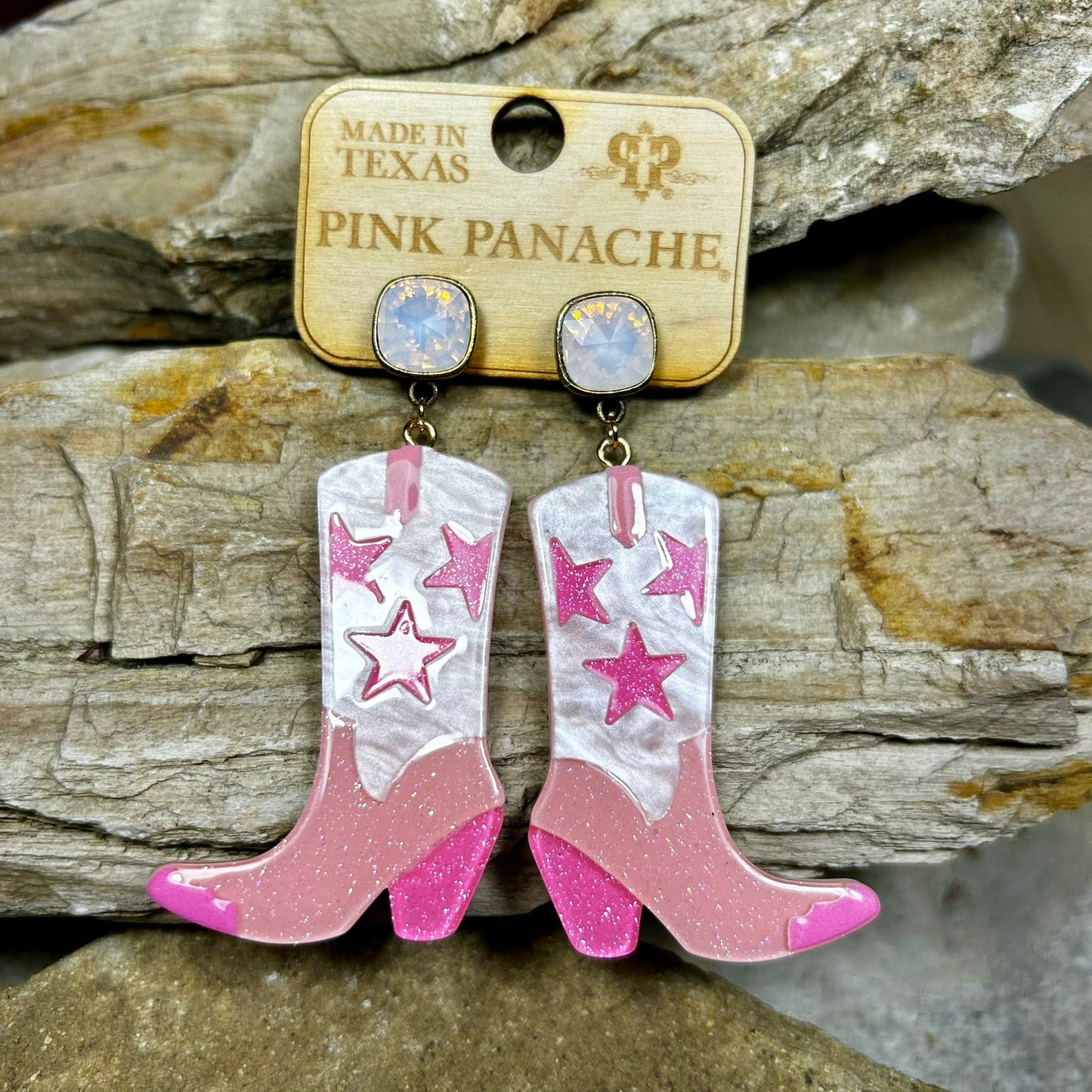 Pink Cowboy Boot Earrings