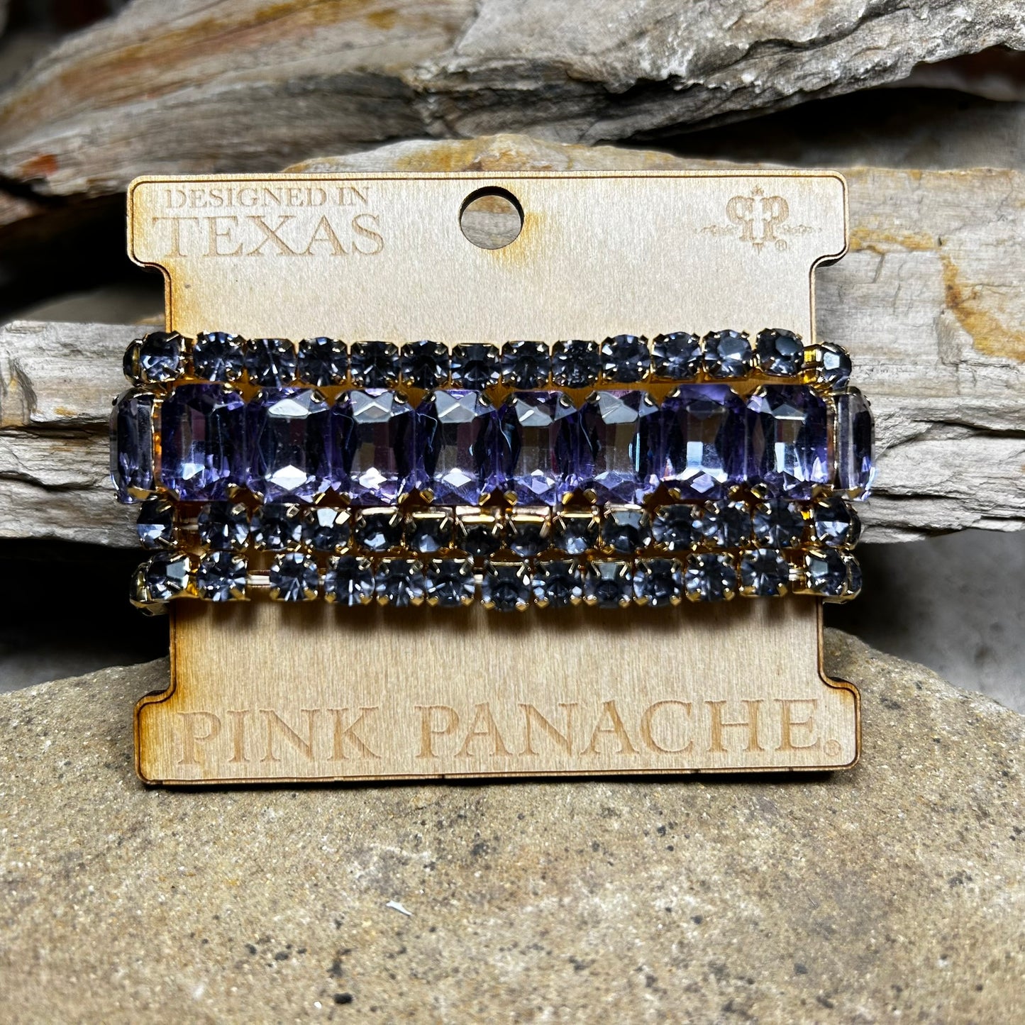 Purple Rhinestone Stretch Bracelet