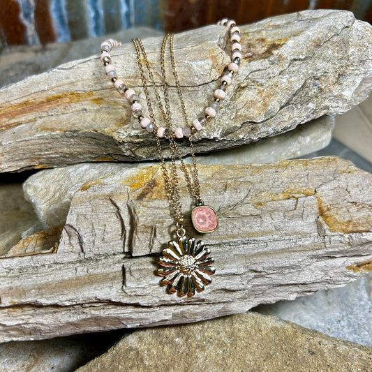 Pink Three Strand Necklace