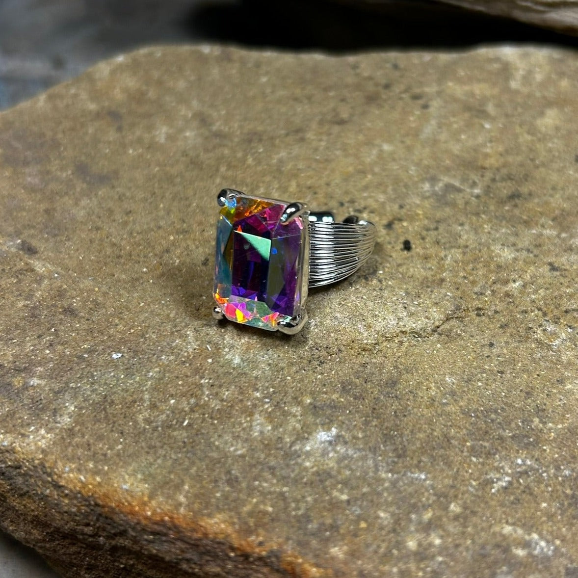 Rectangle Rhinestone Ring