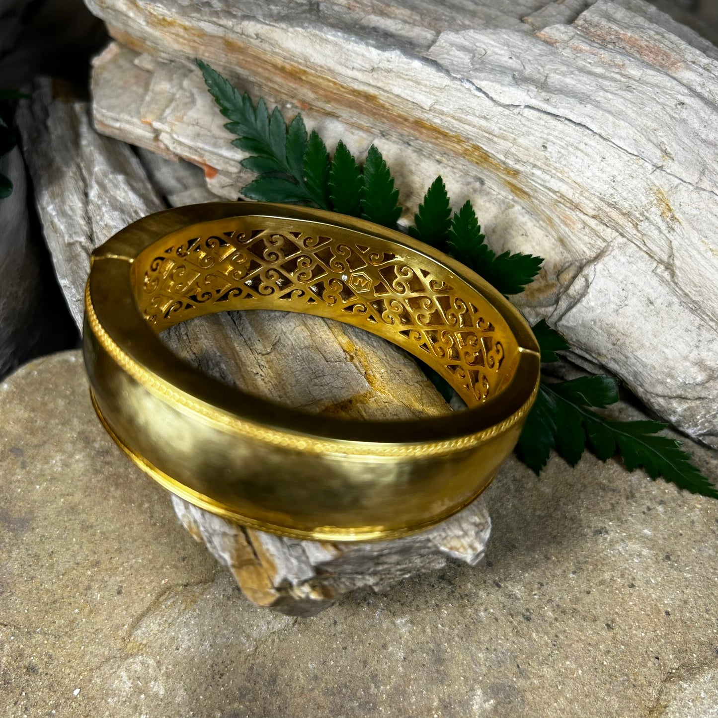 Gold Cannes Statement Hinge Bangle