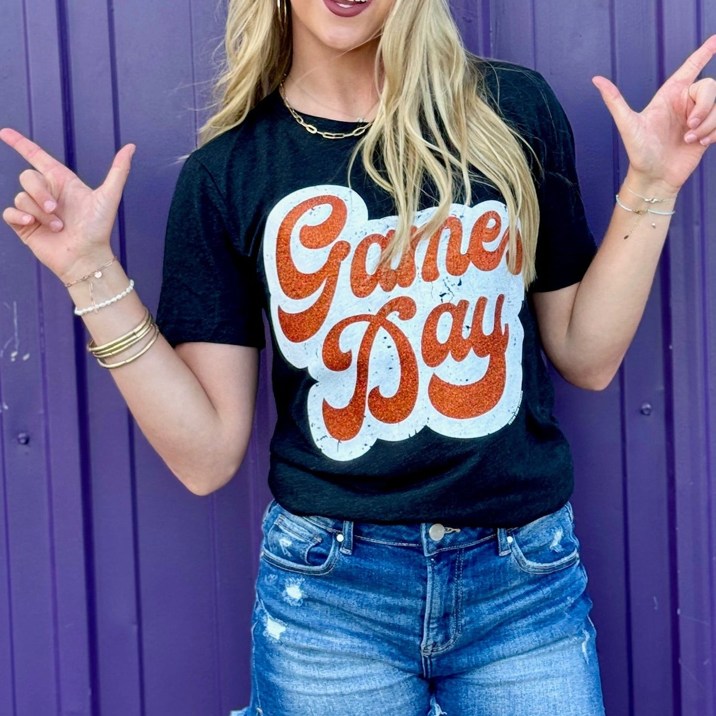 Sync Logic - Big Game Day Retro Glitter Tee