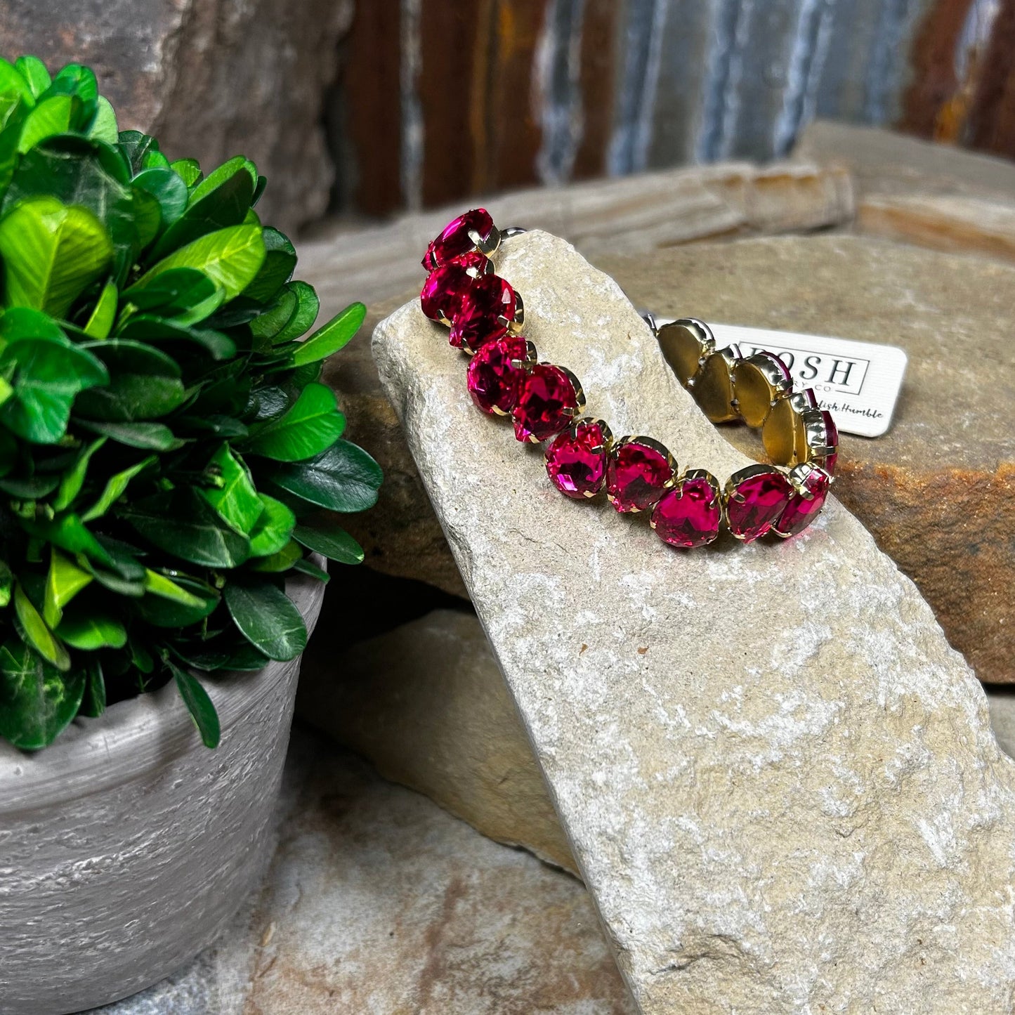 Fuchsia Rhinestone Teardrop Bracelet