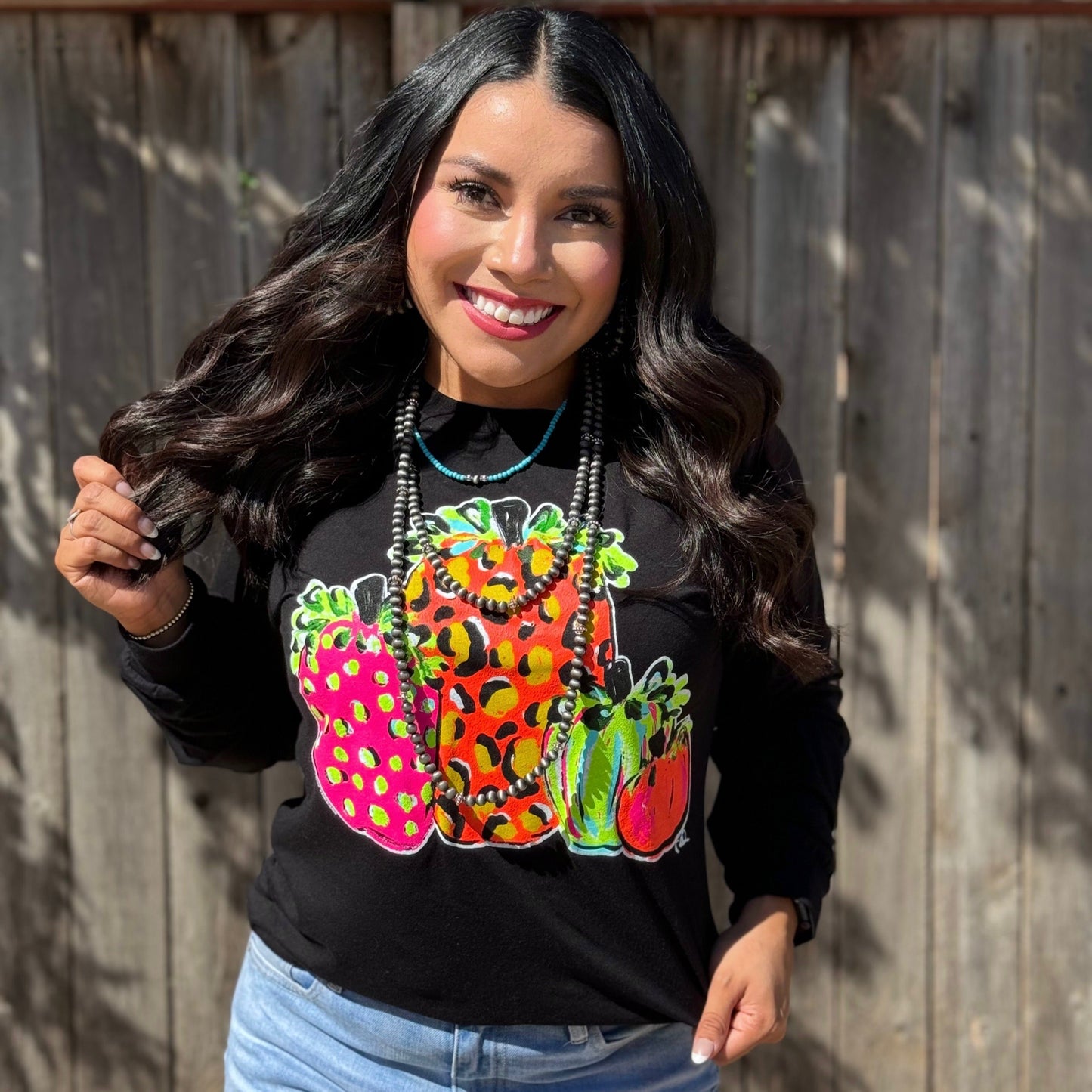 Callie Ann Stelter Neon Pumpkins Vneck & Sweatshirt