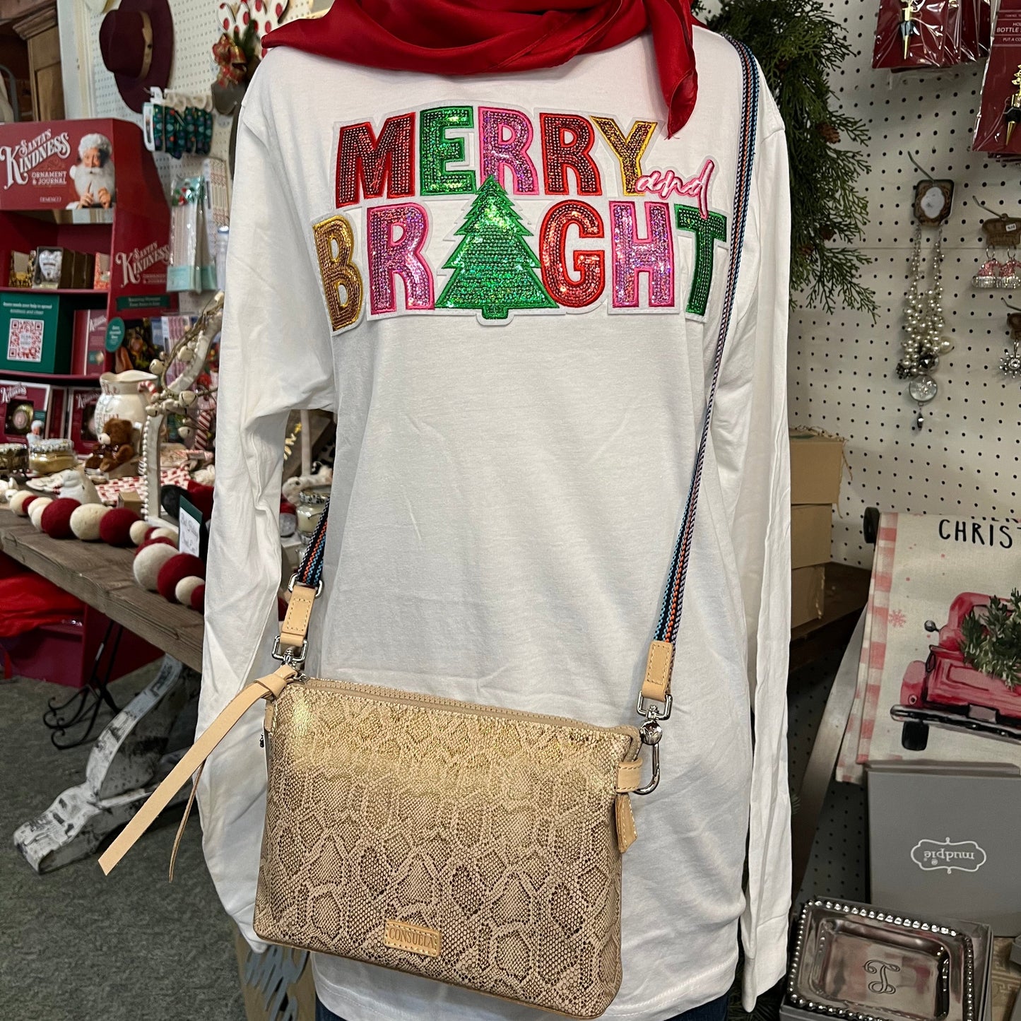 Sequin Merry and Bright Long Sleeve Crew Tee