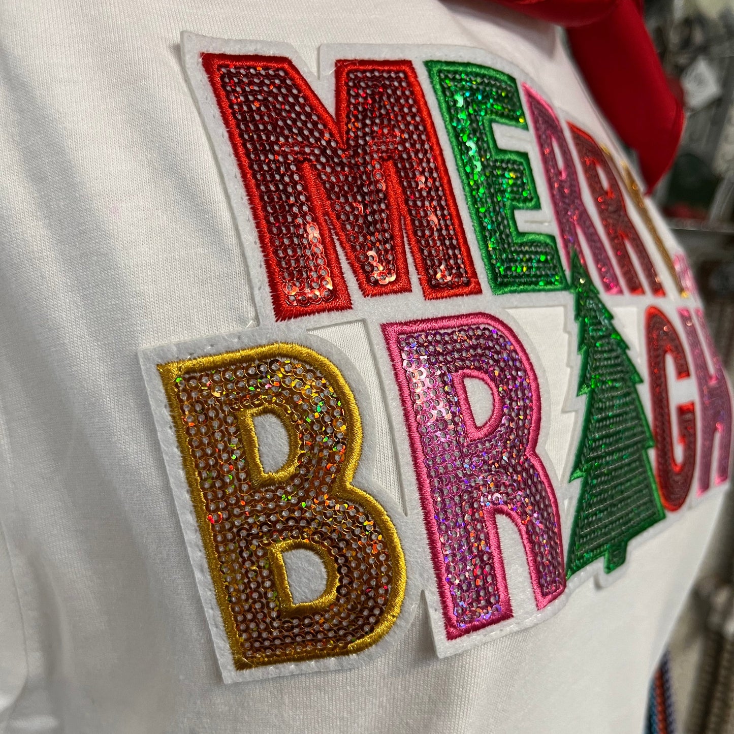 Sequin Merry and Bright Long Sleeve Crew Tee