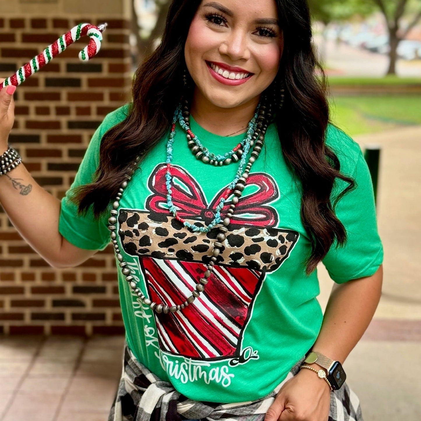 Callie Ann Stelter Candy Cane Present Tee & Sweatshirt