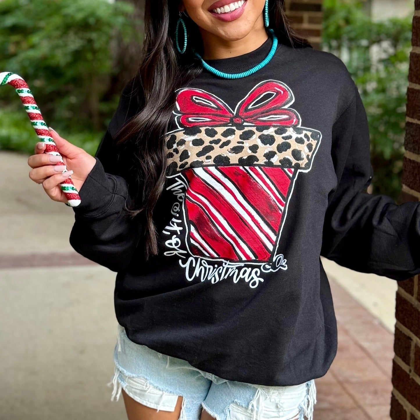 Callie Ann Stelter Candy Cane Present Tee & Sweatshirt