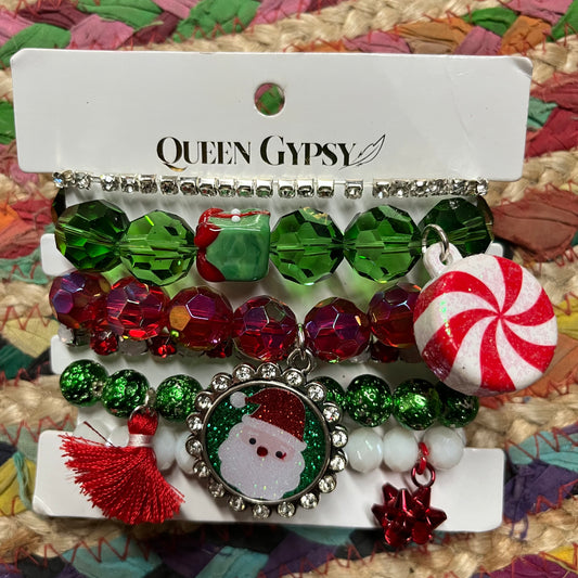 Green Santa Bracelet Stack