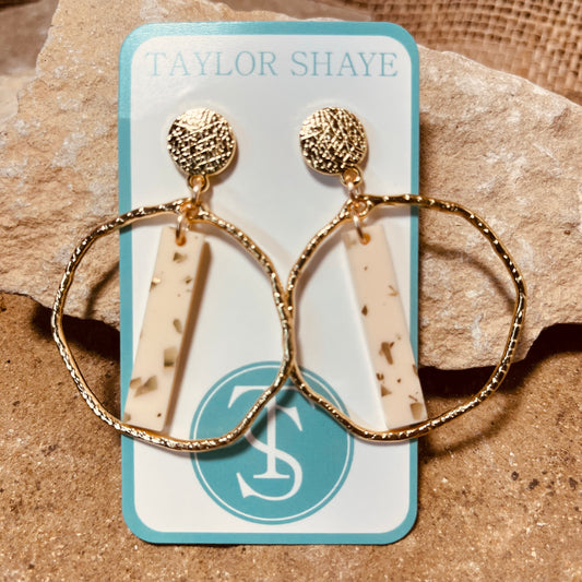 Champagne Flake Stick Hoop Earrings