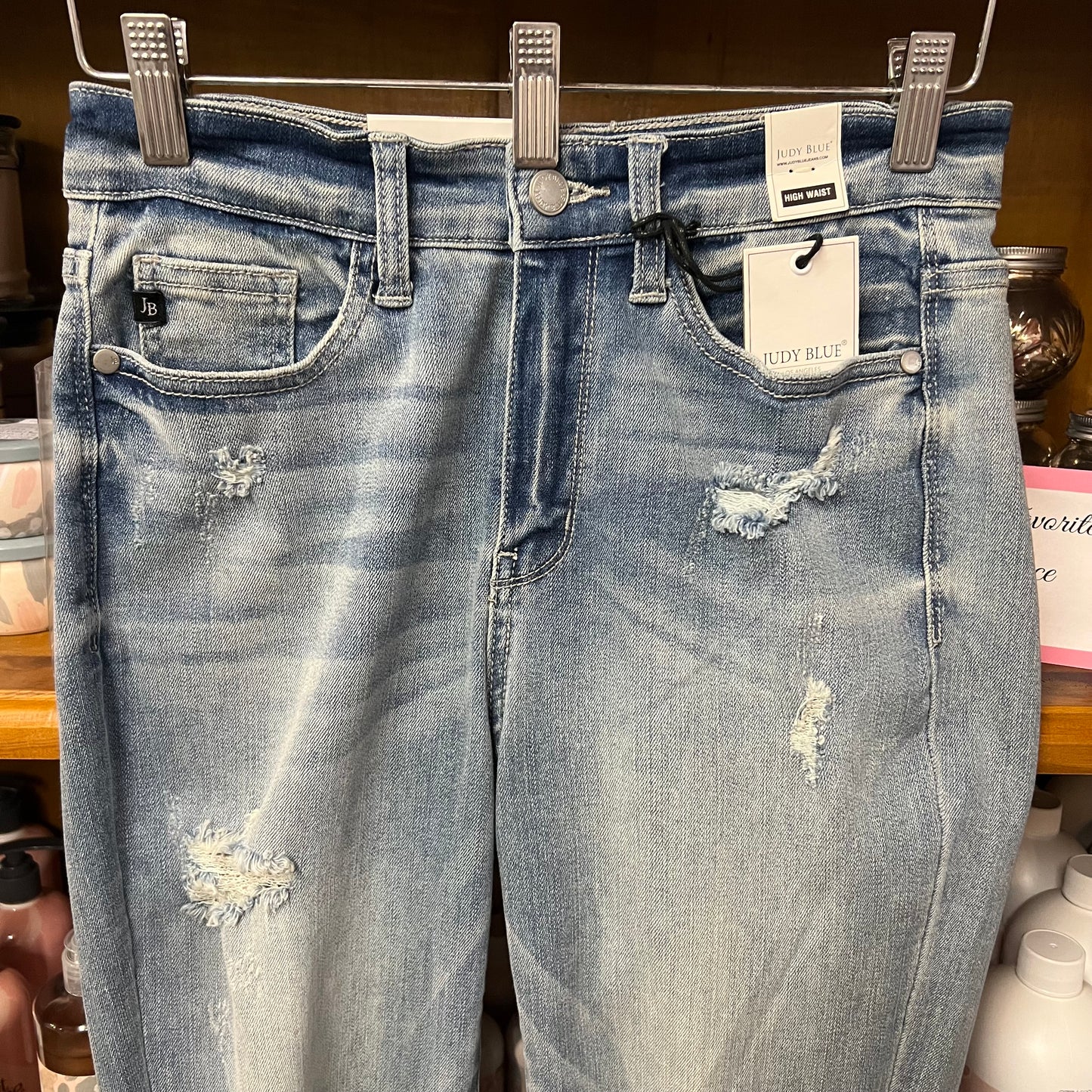 High Waist Distressed Straight Leg Jean (LAST PAIR)