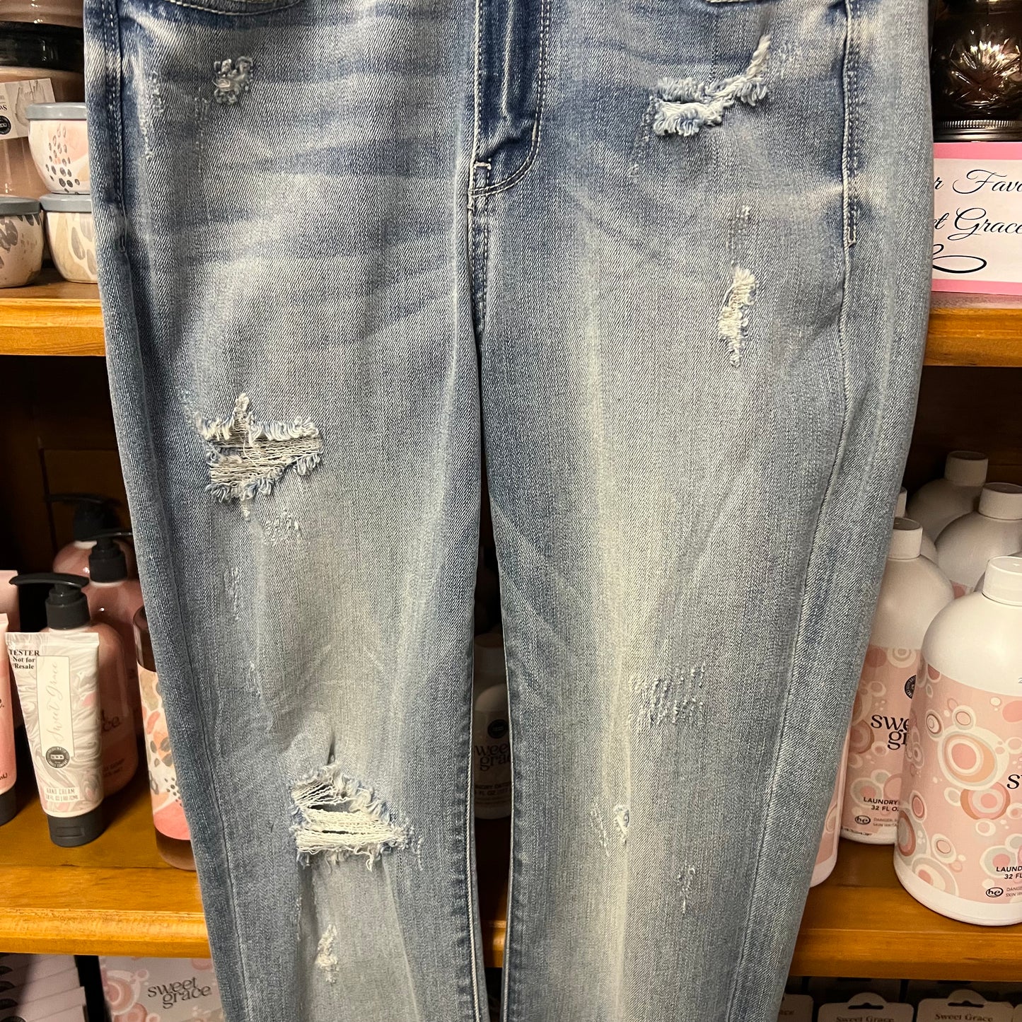 High Waist Distressed Straight Leg Jean (LAST PAIR)