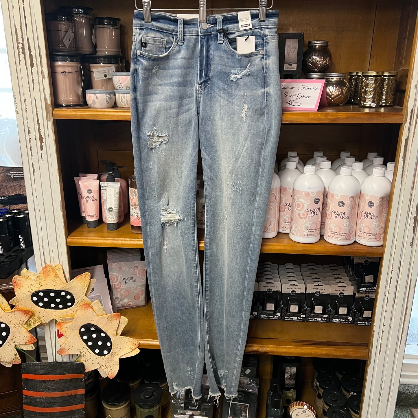 High Waist Distressed Straight Leg Jean (LAST PAIR)