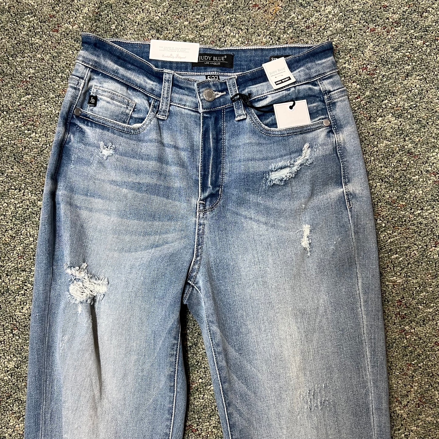 High Waist Distressed Straight Leg Jean (LAST PAIR)