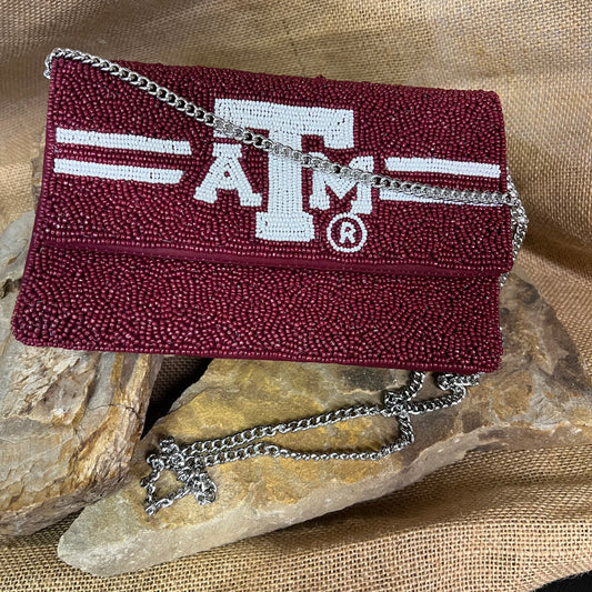 TEXAS A&M Mini Beaded Crossbody Handbag