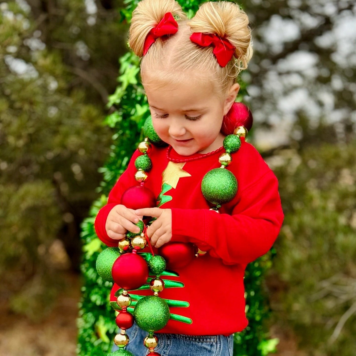 Puff Christmas Tree on Youth Sweatshirt