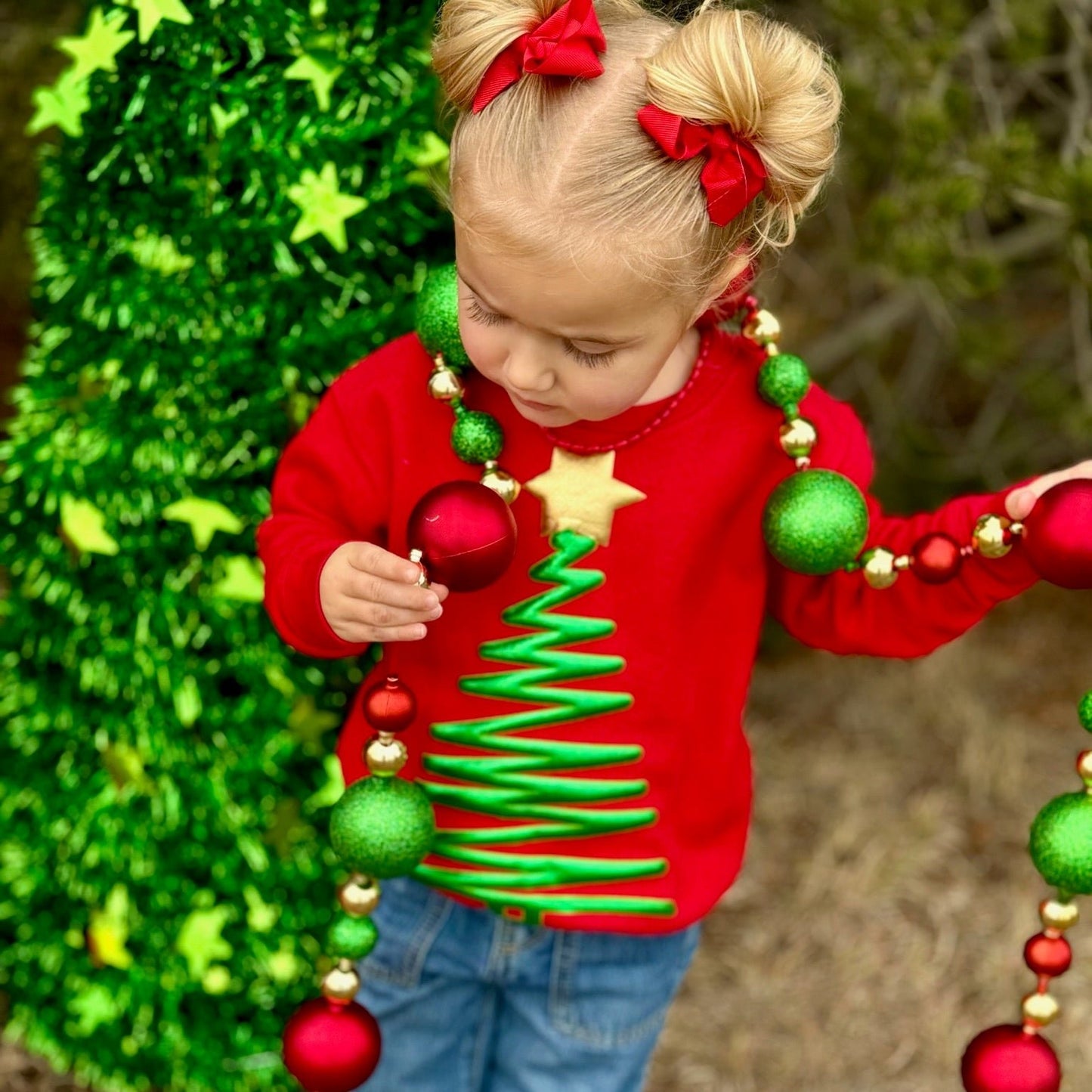 Puff Christmas Tree on Youth Sweatshirt