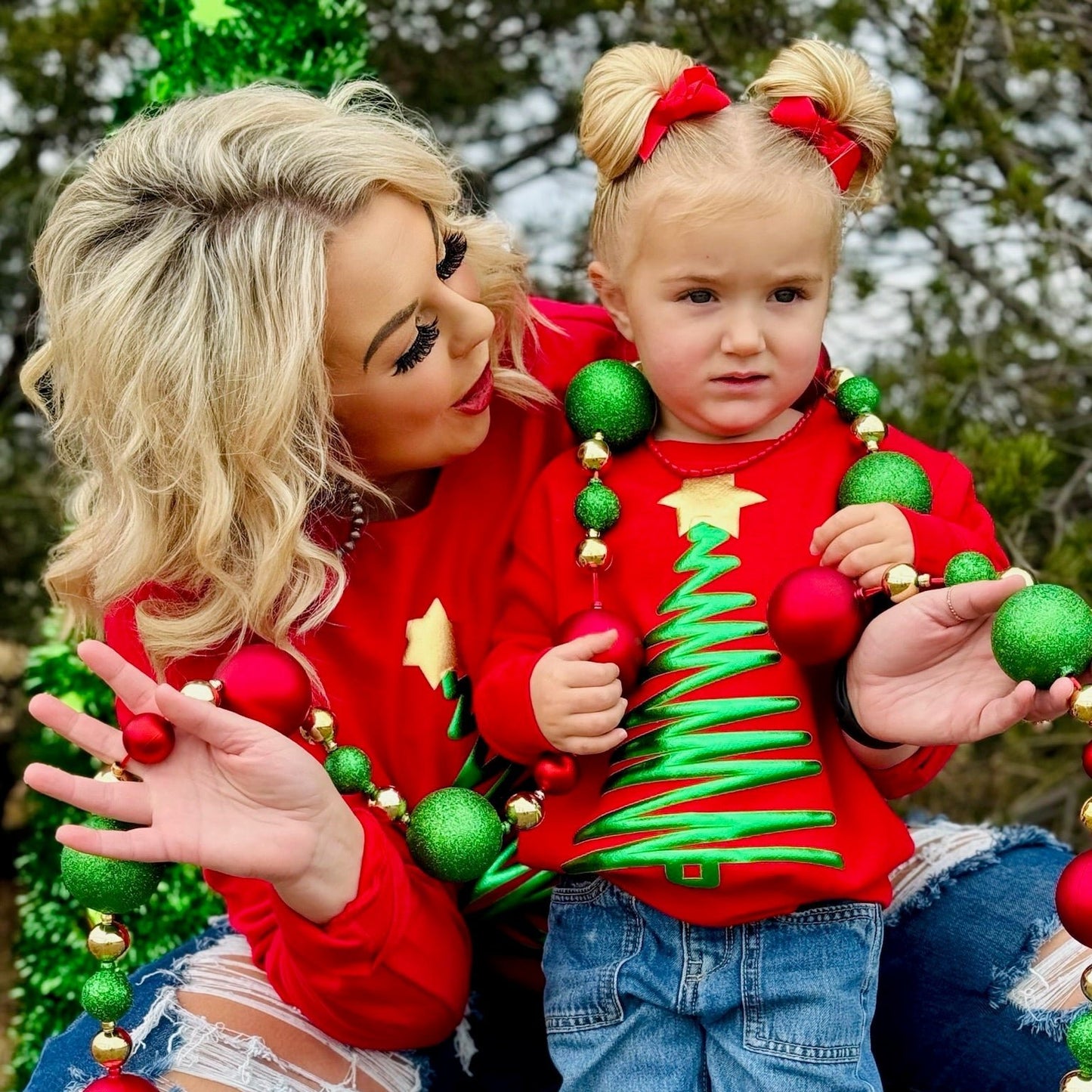 Puff Christmas Tree on Youth Sweatshirt