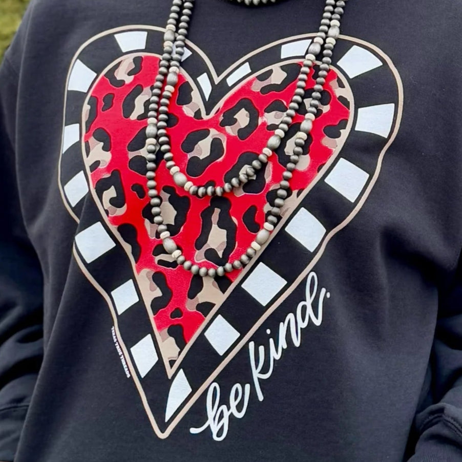 Be Kind Leopard Heart Sweatshirt