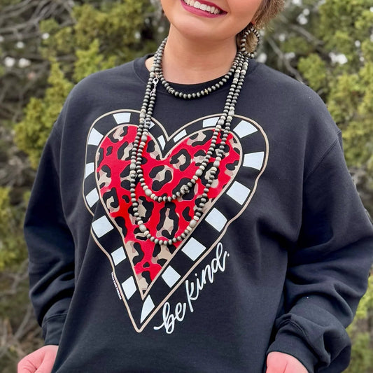 Be Kind Leopard Heart Sweatshirt