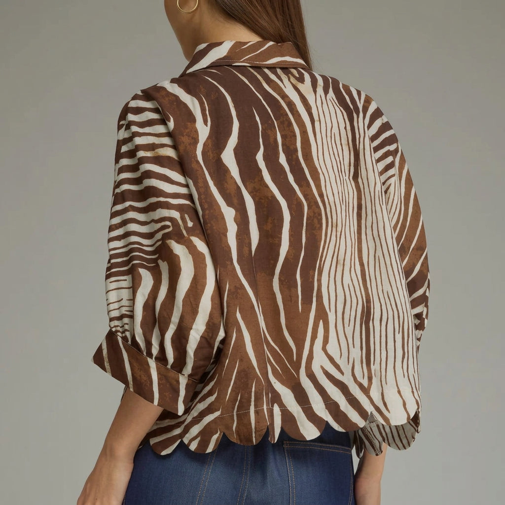 Zebra Top With Scalloped Hem