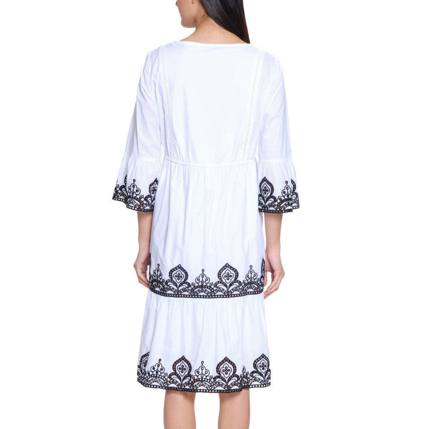 Embroidered Tiered Short Sleeve Dress