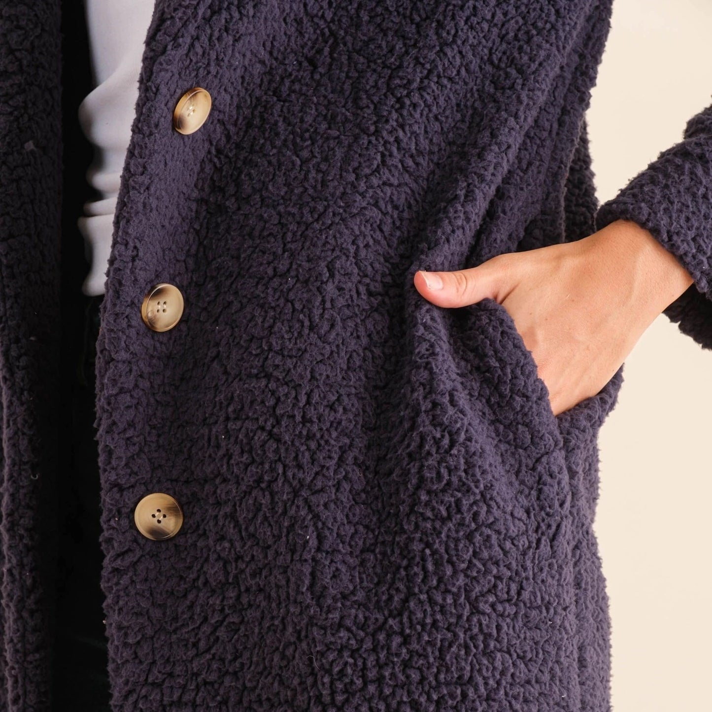 High Pile Fleece Button Down Coat
