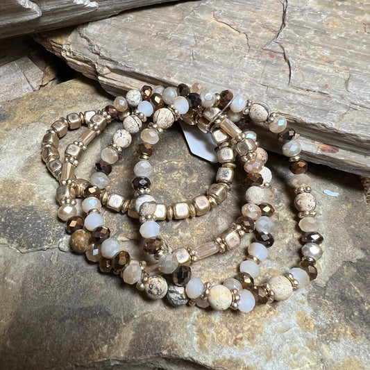 Neutral Browns, Creams & Gold Bead Stack