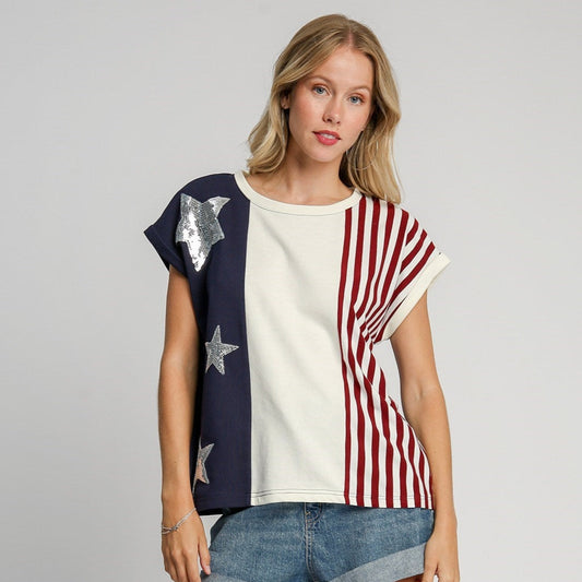 USA Flag Round Neck Top