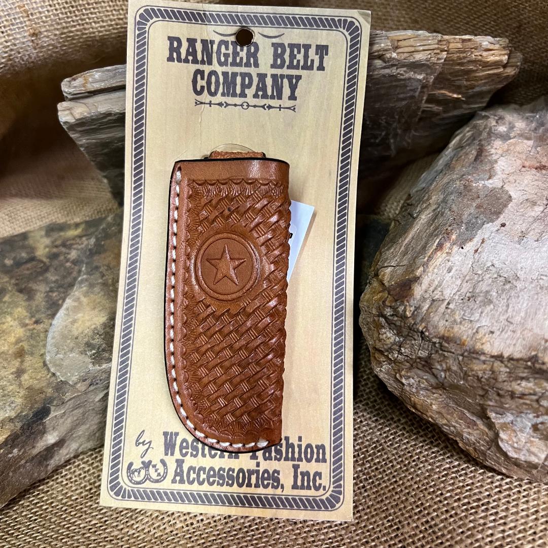 Star on Basket Weave Leather Knife Sheath