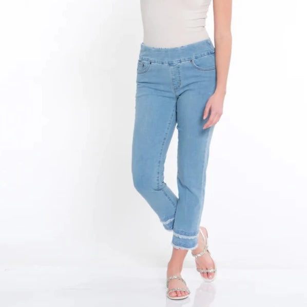Wide Band Eyelet Trimmed Ankle Pant