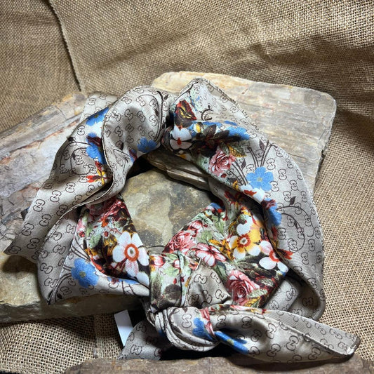 Multi Floral & Deep Champagne Beige Wild Rag