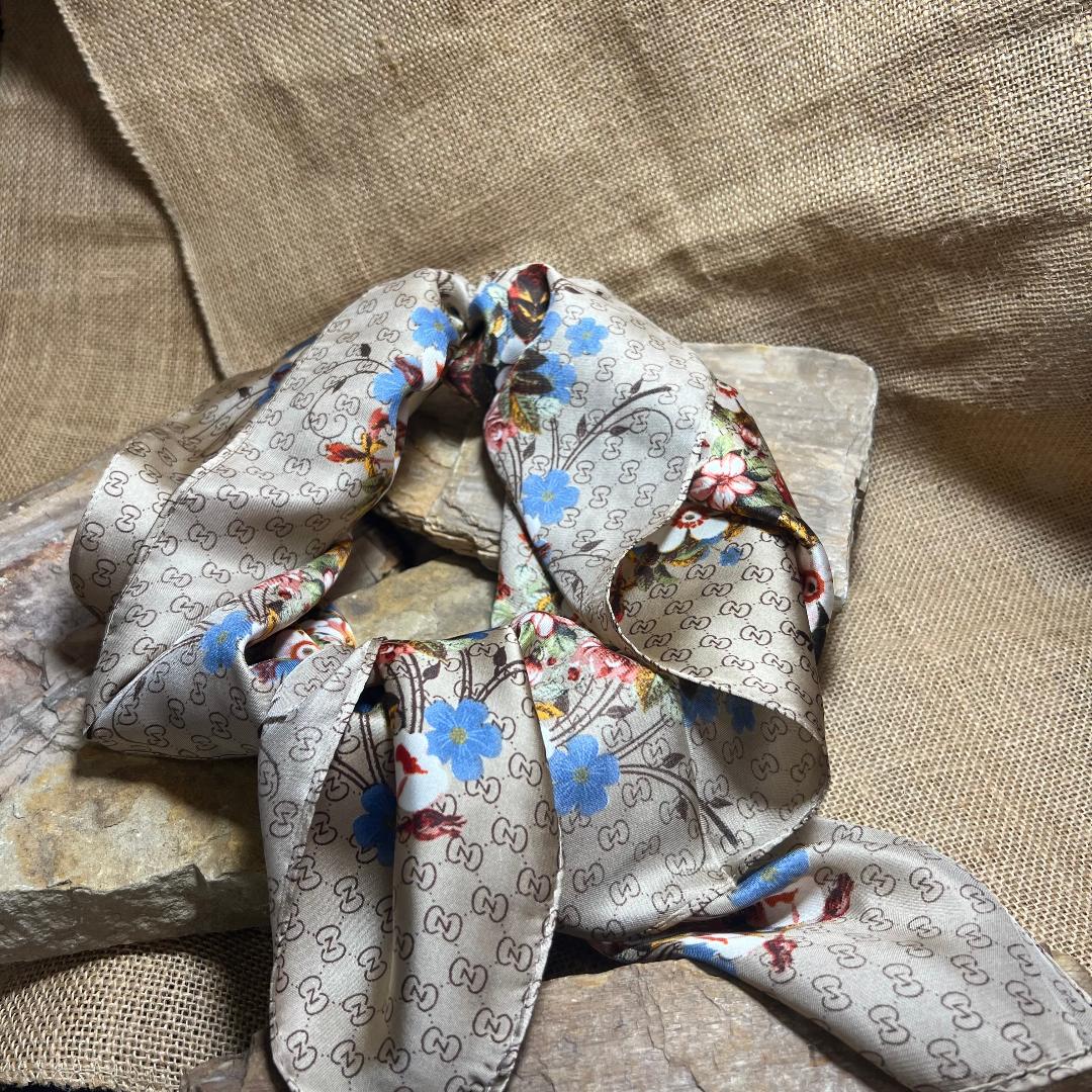 Multi Floral & Deep Champagne Beige Wild Rag