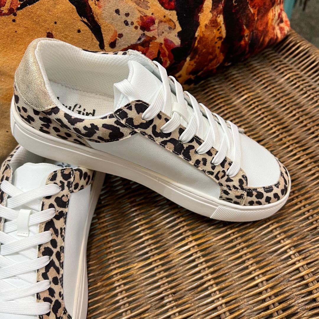 Hey Girl Obsessed Metallic Gold Star Leopard Sneaker